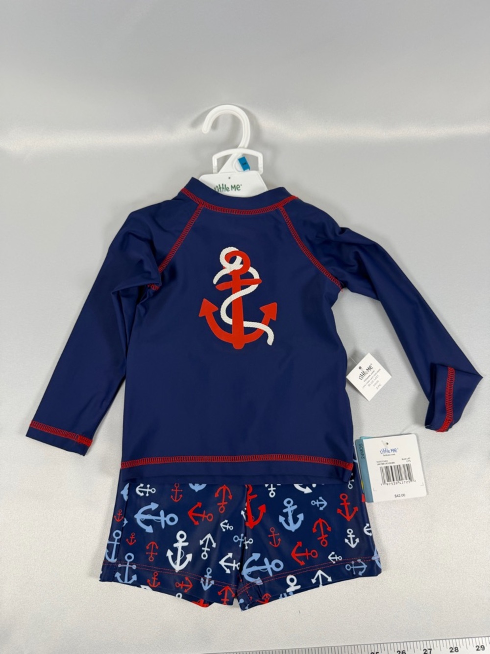 Little Me Boys Navy Rashguard Swim Set NWT | Anchor Print | 2‑Piece | Size 24M